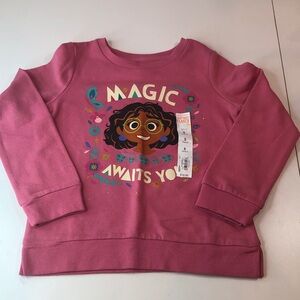 NWT Disney Pink Fleece Kids Graphic Sweatshirt - Magic Awaits You Encanto Size 5